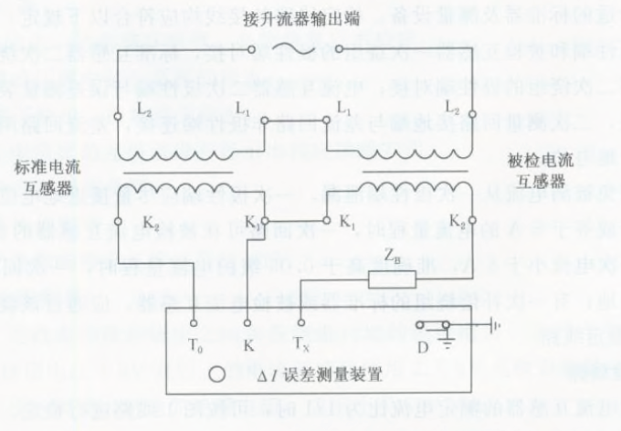 電流傳感器的角差、比差及復合誤差的微差法檢定線路圖