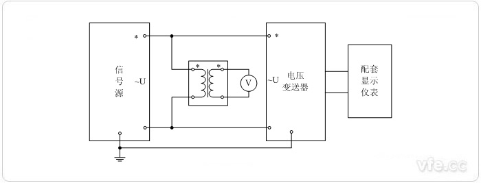 數字輸出型電壓變送器(電壓互感器擴展標準表量程) 電壓校準接線圖