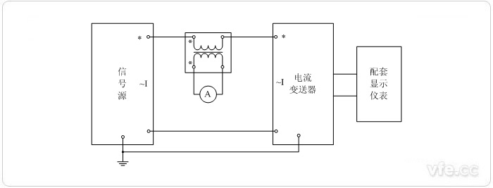 數字輸出電流變送器校準接線圖(電流互感器擴展標準表量程)